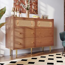 Matteo Rattan Sideboard Cabinet for Living Room, 40D x 120W x 90H in Walnut - thumbnail 4