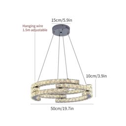 Garwarm Chrome Crystal Dimmable Pendant Light with Remote in Silver - thumbnail 6