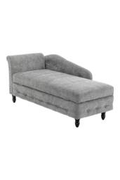 Living and Home Left Hand Facing Chenille Chaise Lounge with Storage and Pillow in Grey - thumbnail 5