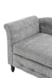 Living and Home Left Hand Facing Chenille Chaise Lounge with Storage and Pillow in Grey - thumbnail 6