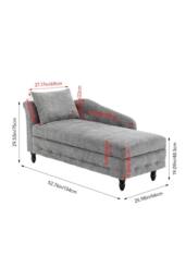 Living and Home Left Hand Facing Chenille Chaise Lounge with Storage and Pillow in Grey - thumbnail 4
