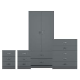 Home Discount Vida Designs Riano 4Pc Bedroom Set 3 Drawer Bedside, 5 Drawer Chest in Grey - thumbnail 8