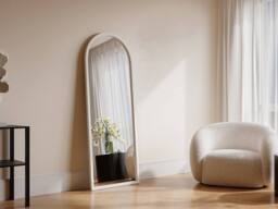 Vente-unique Large Arched Paulownia Wood Mirror - L65 X H170 Cm - White - SHANGI