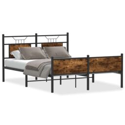 Berkfield Home Bed Frame without Mattress Smoked Oak 137x190 cm Engineered Wood in Brown - thumbnail 2