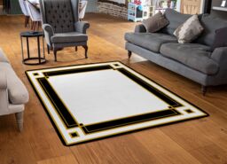Benjamin Tate Design Art Deco Black & Gold Designer Rug in Natural - Size: Large - thumbnail 2
