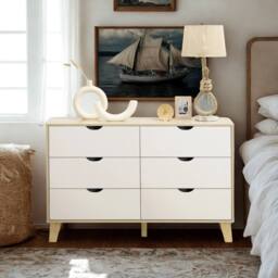Pirlo Plush 6 Drawers Bedroom Storage Chest in Brown - thumbnail 4