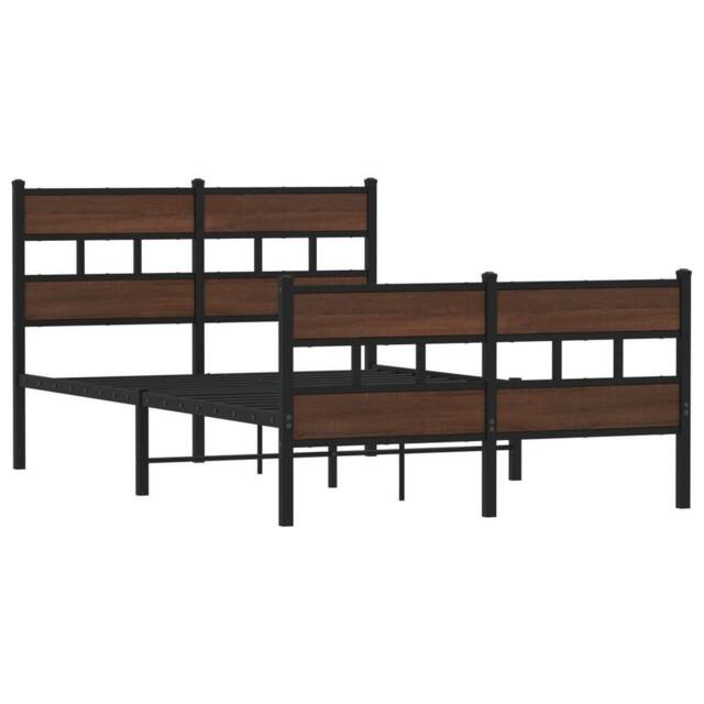 Berkfield Home Elegant Bed Frame Frame with Headboard & Footboard 120x190 cm S in Brown - Size: Small Double - image 1