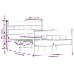 Berkfield Home Elegant Bed Frame Frame with Headboard & Footboard 120x190 cm S in Brown - Size: Small Double - thumbnail 9