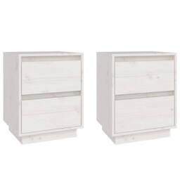 Berkfield Home Bedside Cabinets 2 pcs White 40x35x50 cm Solid Wood Pine - Size: 40 x 35 x 50 cm - thumbnail 1