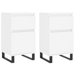 Berkfield Home Sideboards 2 pcs White 40x35x70 cm Engineered Wood - Size: 40 x 35 x 70 cm - thumbnail 2