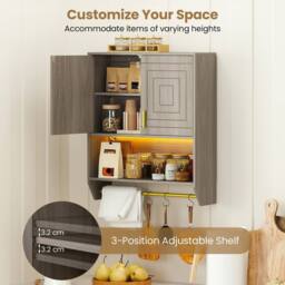 Costway Wall Mounted Bathroom Cabinet Medicine Cabinet w/ 3-Color Lights in Grey - thumbnail 7