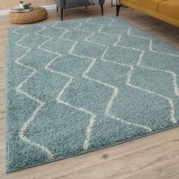 THE RUGS Soft Moroccan High Pile Shaggy Rugs & Runners Duck Egg Blue - Size: 200 cm x 290 cm - thumbnail 1