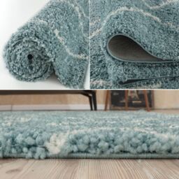 THE RUGS Soft Moroccan High Pile Shaggy Rugs & Runners Duck Egg Blue - Size: 200 cm x 290 cm - thumbnail 4