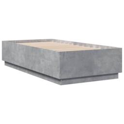Berkfield Home Bed Frame with LED without Mattress Concrete Grey 75x190 cm Small - Size: Small Single - thumbnail 3