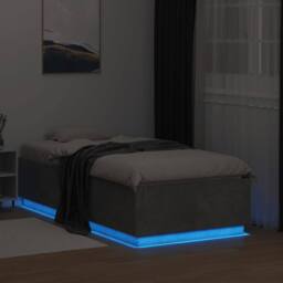 Berkfield Home Bed Frame with LED without Mattress Concrete Grey 75x190 cm Small - Size: Small Single - thumbnail 4