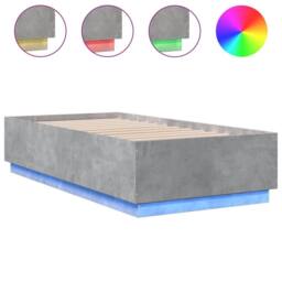 Berkfield Home Bed Frame with LED without Mattress Concrete Grey 75x190 cm Small - Size: Small Single - thumbnail 1