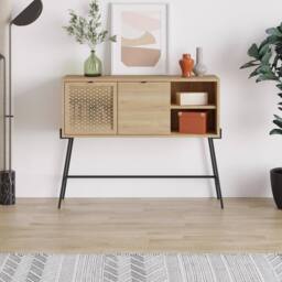 FWStyle Naive 2 Door 2 Shelf Sideboard Sapphie Oak Effect Metal Frame in Brown - thumbnail 1