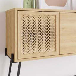 FWStyle Naive 2 Door 2 Shelf Sideboard Sapphie Oak Effect Metal Frame in Brown - thumbnail 4