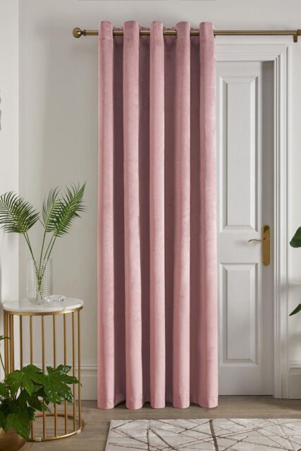 Laurence Llewelyn-Bowen 'Montrose' Velvet Blackout Eyelet Single Panel Door Curtain in Light Pink - Size: 168 cm width x 214 cm drop - image 1