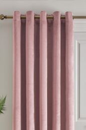 Laurence Llewelyn-Bowen 'Montrose' Velvet Blackout Eyelet Single Panel Door Curtain in Light Pink - Size: 168 cm width x 214 cm drop - thumbnail 2