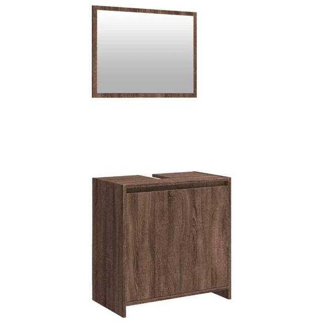 Berkfield Home 2 Piece Bathroom Furniture Set Brown Oak Engineered Wood - image 1