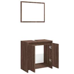Berkfield Home 2 Piece Bathroom Furniture Set Brown Oak Engineered Wood - thumbnail 9