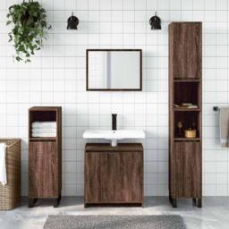 Berkfield Home 2 Piece Bathroom Furniture Set Brown Oak Engineered Wood - thumbnail 3