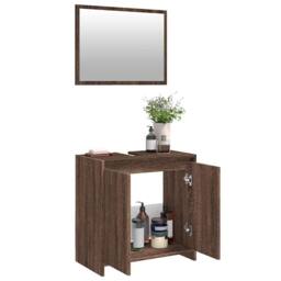 Berkfield Home 2 Piece Bathroom Furniture Set Brown Oak Engineered Wood - thumbnail 4