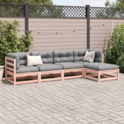 Berkfield Home 5 Piece Garden Sofa Set Solid Wood Douglas Fir in Brown - thumbnail 3
