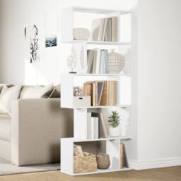 Berkfield Home Room Divider Bookcase 5-Tier White 70x24x161 cm Engineered Wood - Size: 70 x 24 x 161 cm - thumbnail 4