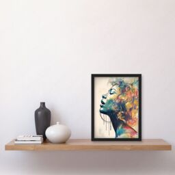 Artery8 Sensual Woman Female Profile Portrait Soft Pastel Colour Modern Watercolour Painting Artwork Framed Wall Art Print A4 in Black - thumbnail 2