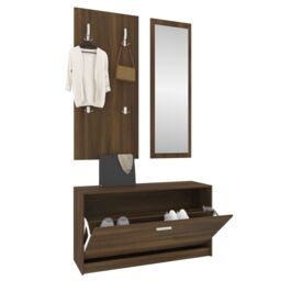 Berkfield Home 3-in-1 Shoe Cabinet Set Brown Oak Engineered Wood - thumbnail 4