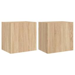 Berkfield Home TV Wall Cabinets 2 pcs Sonoma Oak 40.5x30x40 cm Engineered Wood in Tan - thumbnail 1