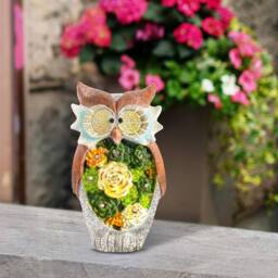 Globrite Owl Figurine with Solar Powered LED Light - Resin Garden Statue - thumbnail 5