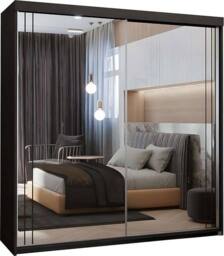 MN Furniture Sudan Sliding Mirror Wardrobe-LED Light W150cm x H217cm in Black - thumbnail 2