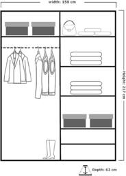 MN Furniture Sudan Sliding Mirror Wardrobe-LED Light W150cm x H217cm in Black - thumbnail 4