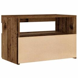 Berkfield Home Bedside Cabinet with LED Lights Old Wood 60x35x40 cm Engineered Wood in Brown - Size: 60 x 35 x 40 cm - thumbnail 9