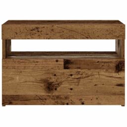 Berkfield Home Bedside Cabinet with LED Lights Old Wood 60x35x40 cm Engineered Wood in Brown - Size: 60 x 35 x 40 cm - thumbnail 7