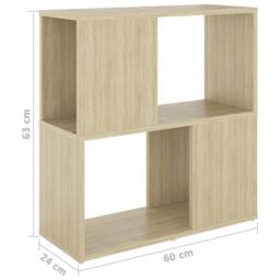 Berkfield Home Book Cabinet Sonoma Oak 60x24x63 cm Engineered Wood in Light Tan - Size: 60 x 24 x 63 cm - thumbnail 7