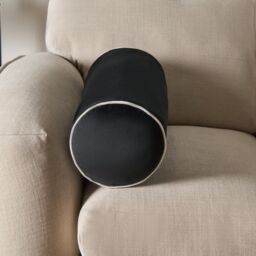 OHS Matte Velvet Filled Bolster Cushion Scatter Throw Pillow in Black - thumbnail 2