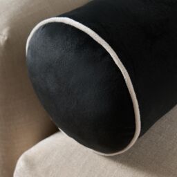 OHS Matte Velvet Filled Bolster Cushion Scatter Throw Pillow in Black - thumbnail 3
