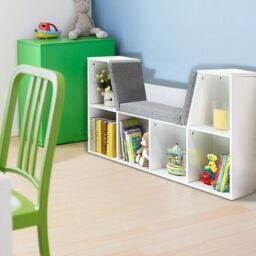 Gymax Storage Shelf Bookcase Cube Organizer Cabinet With Seat Cushion in White - thumbnail 8