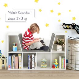 Gymax Storage Shelf Bookcase Cube Organizer Cabinet With Seat Cushion in White - thumbnail 6
