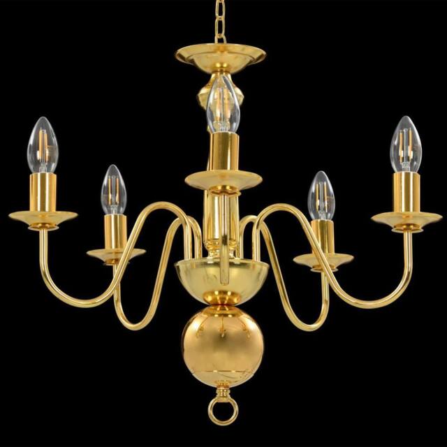 Berkfield Home Elegant Chandelier Golden 5 x E14 Bulbs in Gold - image 1