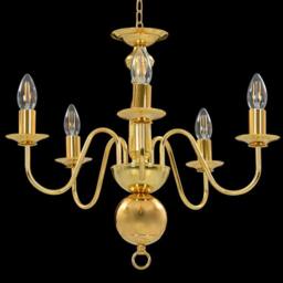 Berkfield Home Elegant Chandelier Golden 5 x E14 Bulbs in Gold - thumbnail 1