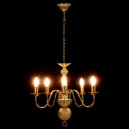 Berkfield Home Elegant Chandelier Golden 5 x E14 Bulbs in Gold - thumbnail 6