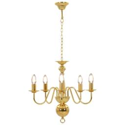 Berkfield Home Elegant Chandelier Golden 5 x E14 Bulbs in Gold - thumbnail 4