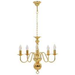 Berkfield Home Elegant Chandelier Golden 5 x E14 Bulbs in Gold - thumbnail 5
