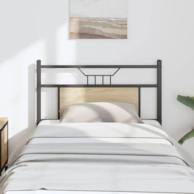 Berkfield Home Headboard Sonoma Oak 90 cm Engineered Wood & Steel in Brown - image 1