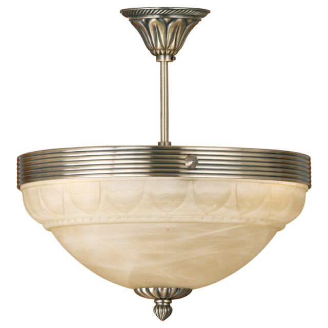 Loops Flush Ceiling Light Colour Bronze Shade Champagne Glass Alabaster Bulb E14 3x60W in Clear - image 1